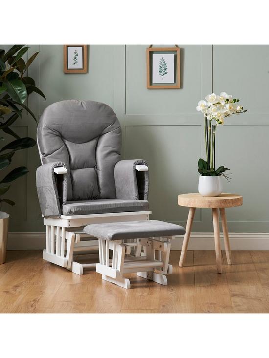 front image of obaby-recliner-nursery-chair-amp-stool