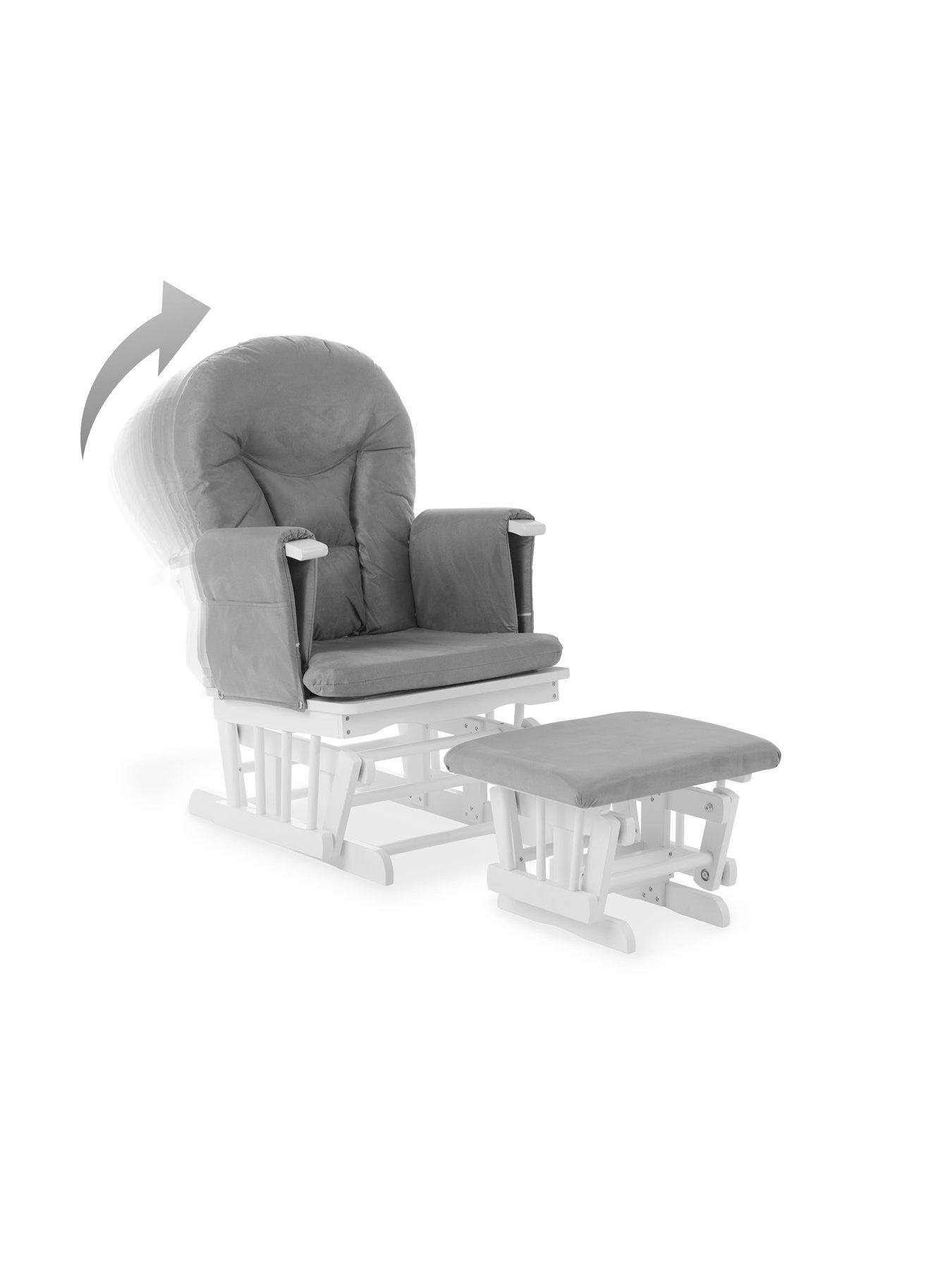 Obaby Recliner Nursery Chair Stool White Grey Very