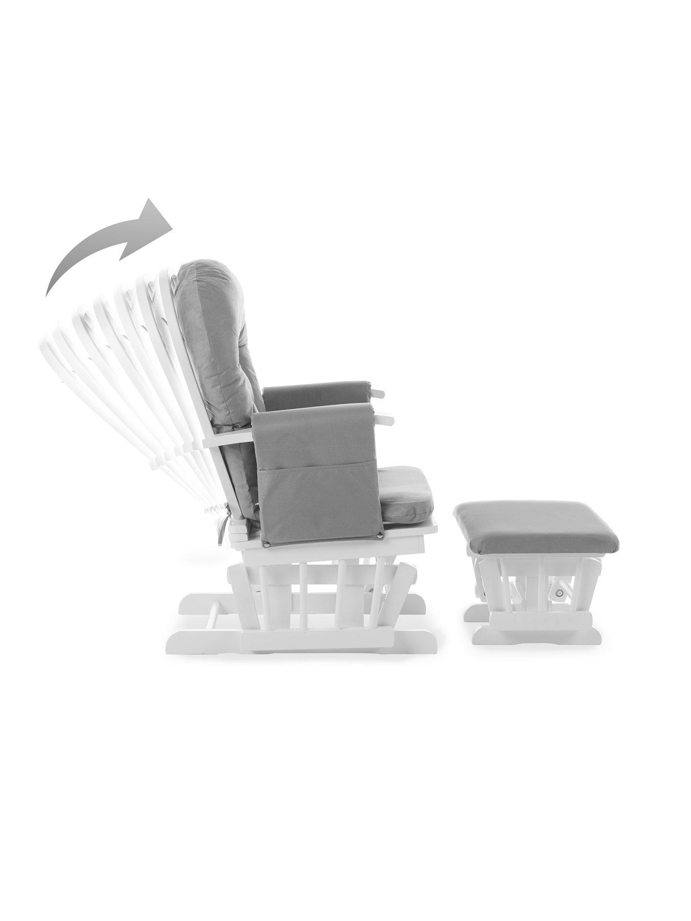 Image 4 of 5 of Obaby Recliner Nursery Chair &amp; Stool - White/Grey