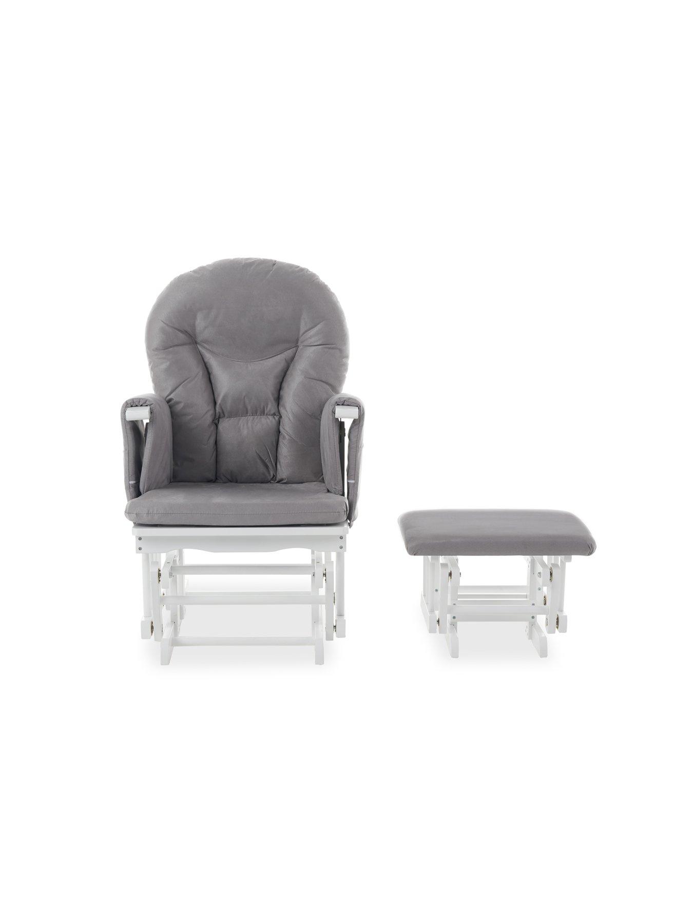Image 5 of 5 of Obaby Recliner Nursery Chair &amp; Stool - White/Grey