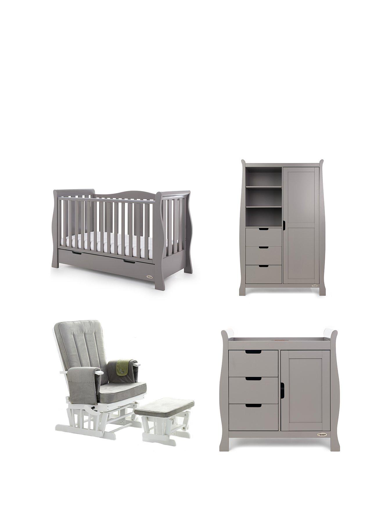 Obaby Stamford Luxe Sleigh 3 Piece Nursery Furniture Set Deluxe Glider Chair