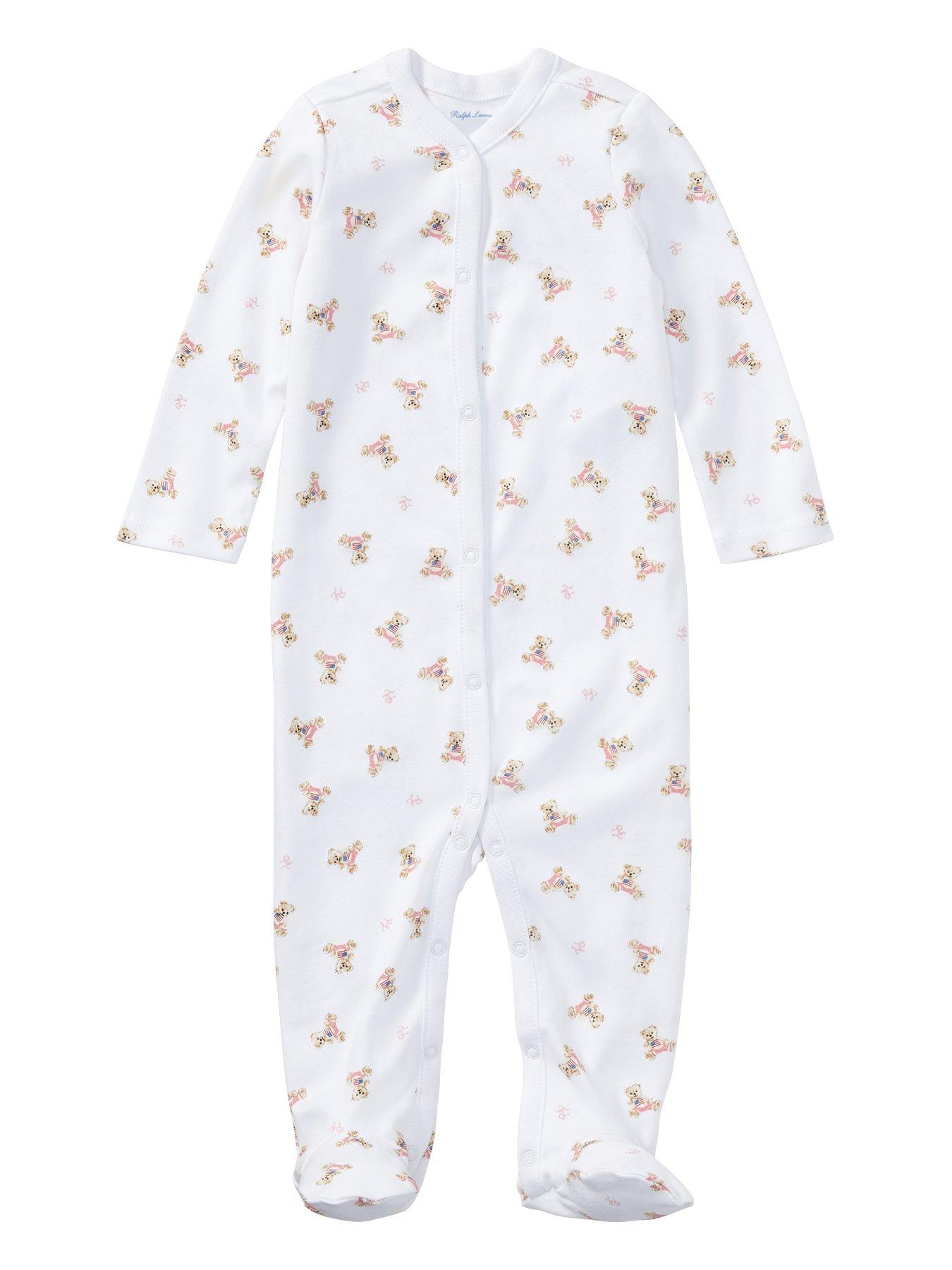 Polo Ralph Lauren Baby Girls Classic Bear Print All In One - White
