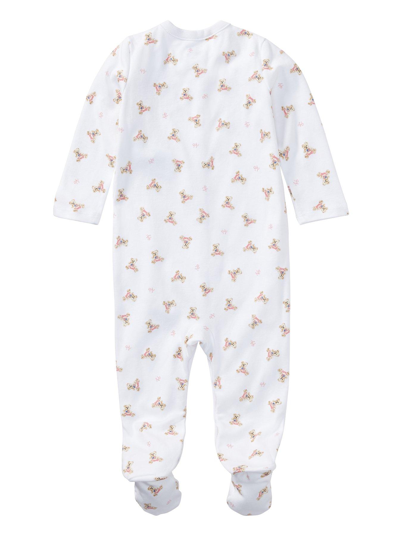 Image 2 of 2 of Polo Ralph Lauren Baby Girls Classic Bear Print All In One - White