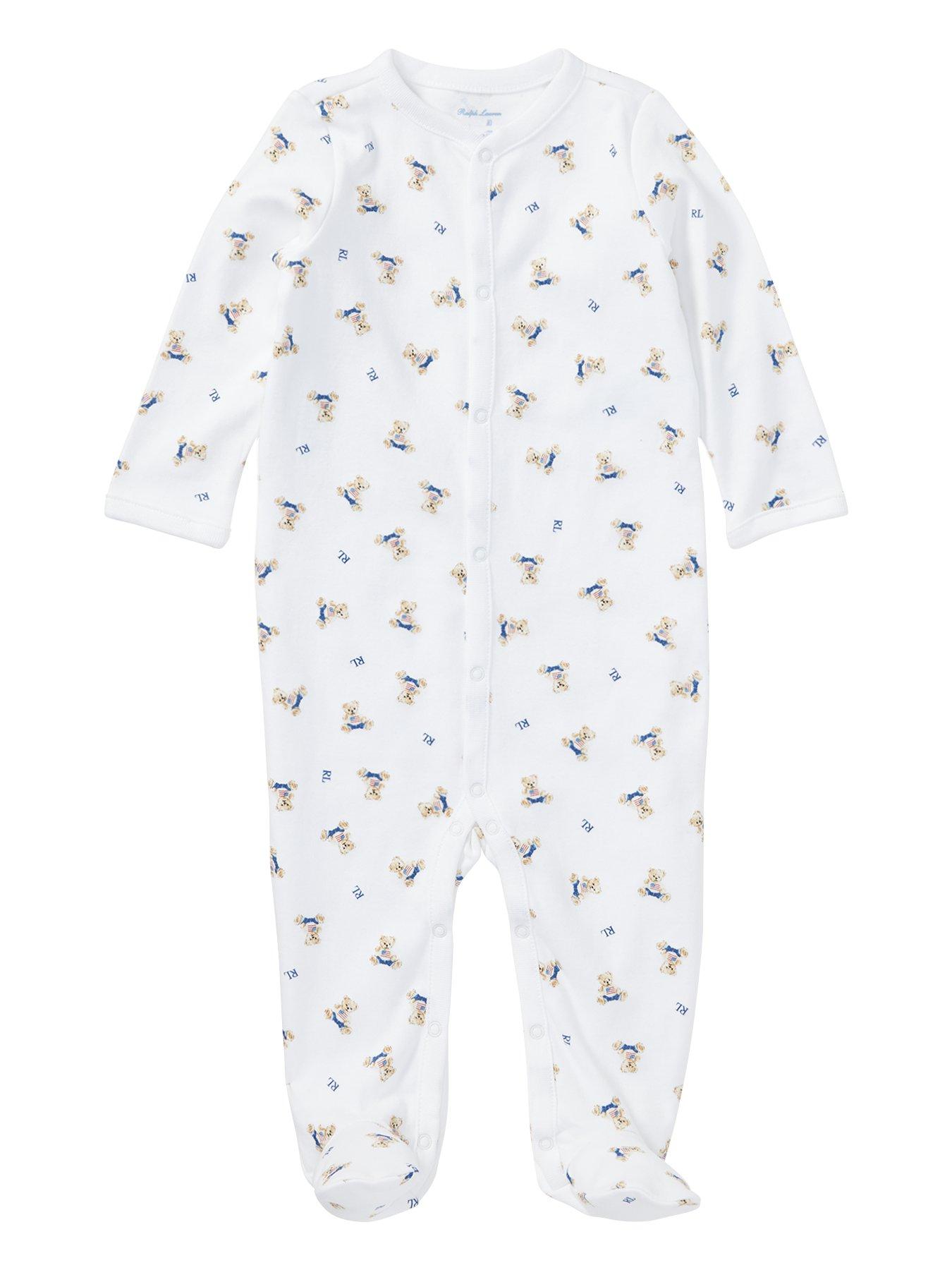 Image 1 of 2 of Polo Ralph Lauren Baby Boys Classic Bear Print All In One - White