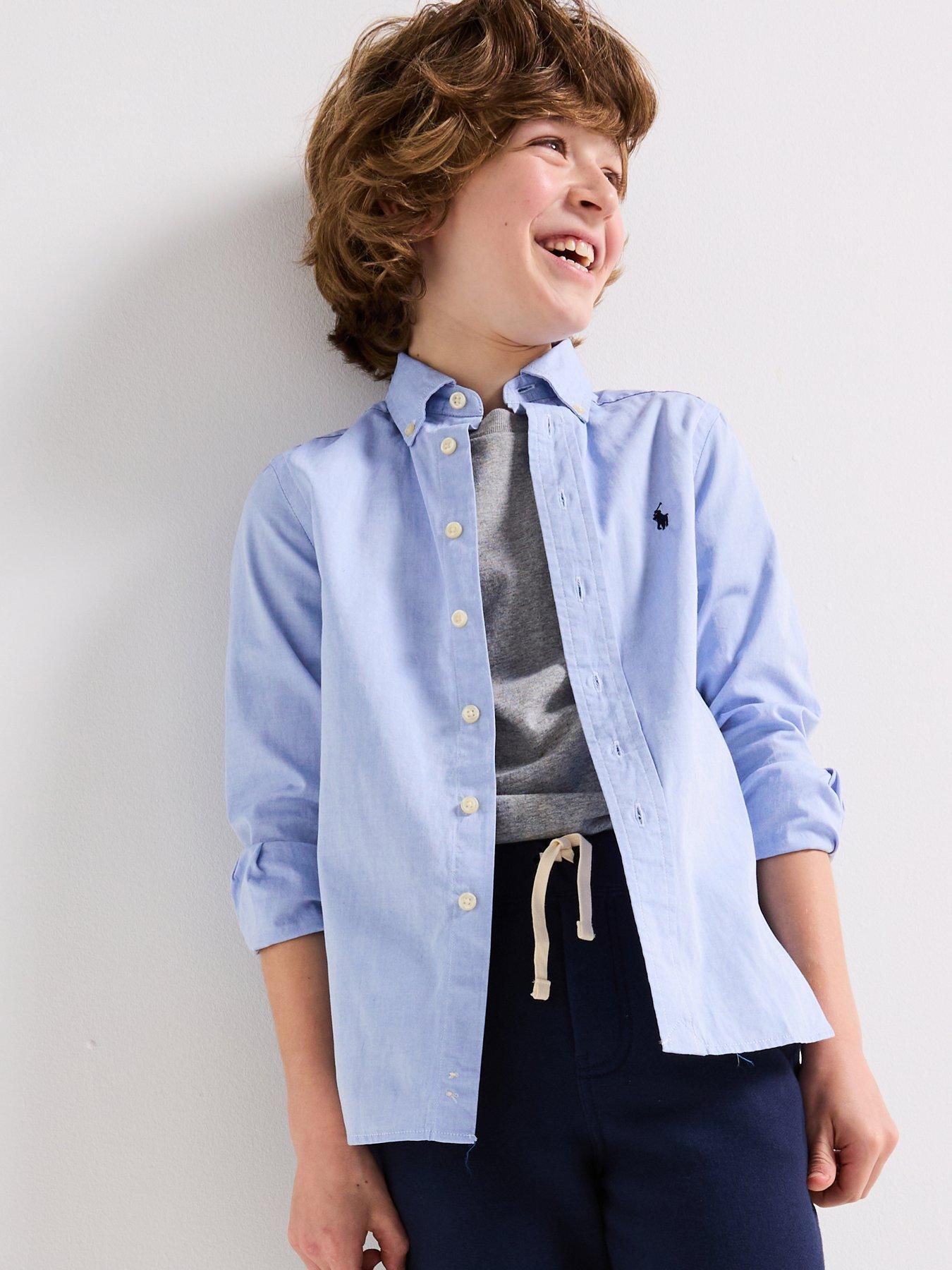 undefined Boys Custom Fit Classic Oxford Shirt - Blue