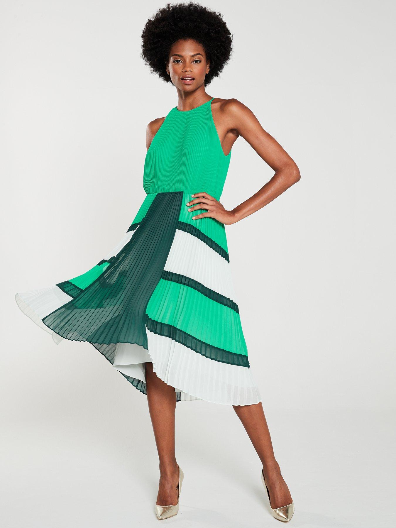 ted baker green pleated dress