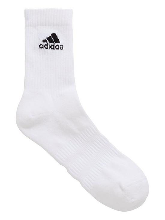 adidas Cushion Crew Socks (3 Pack) - Black/White/Grey | very.co.uk