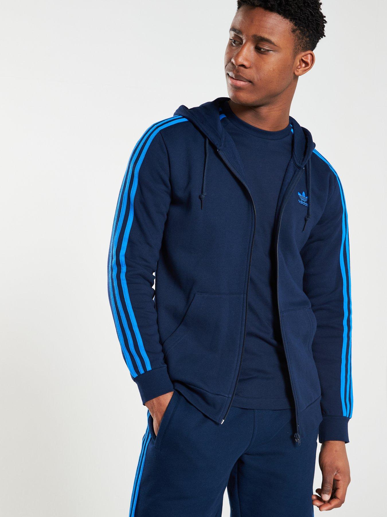 adidas originals three stripe sweatshirt in blue