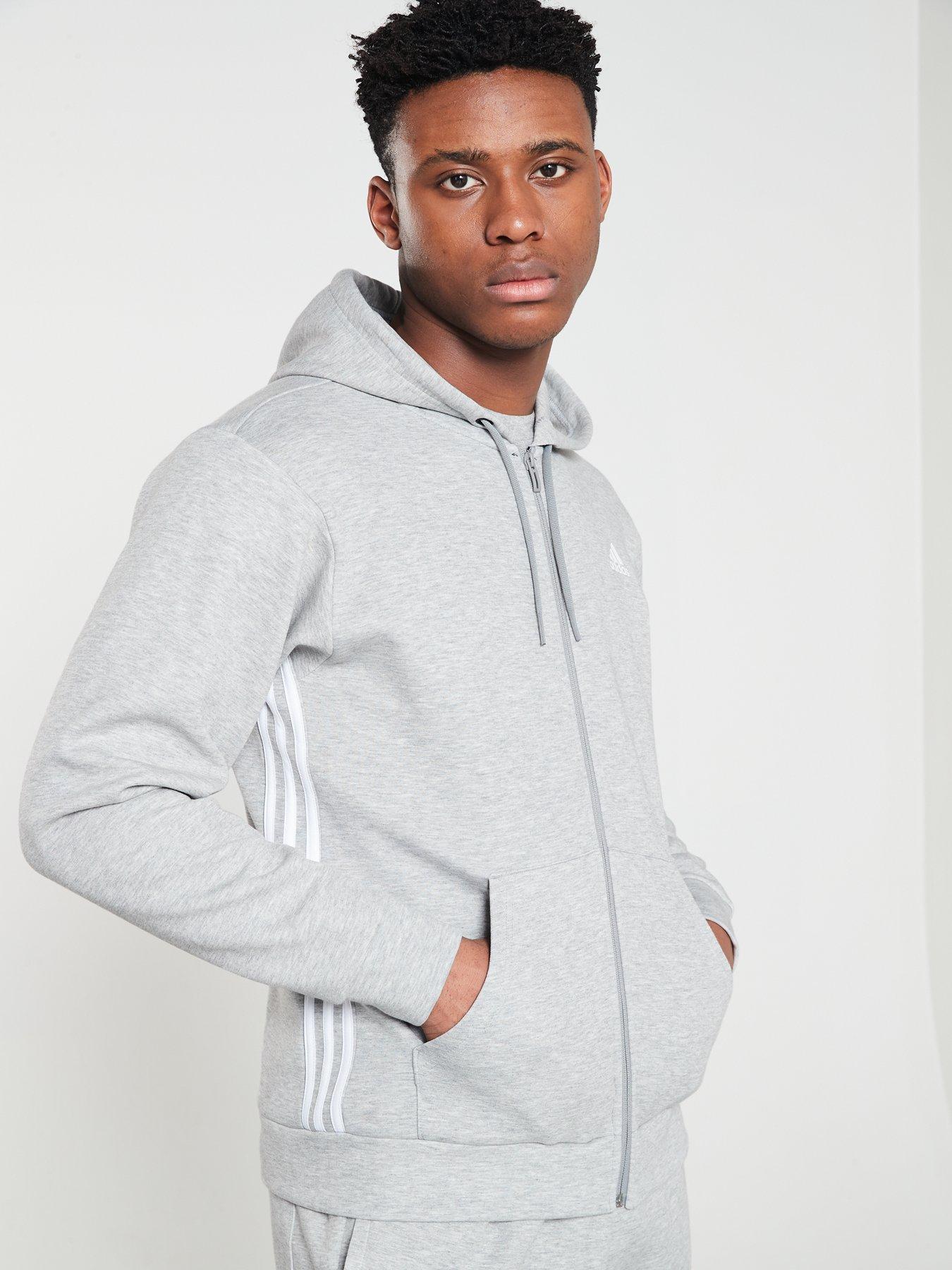 adidas 3 stripes full zip hoodie