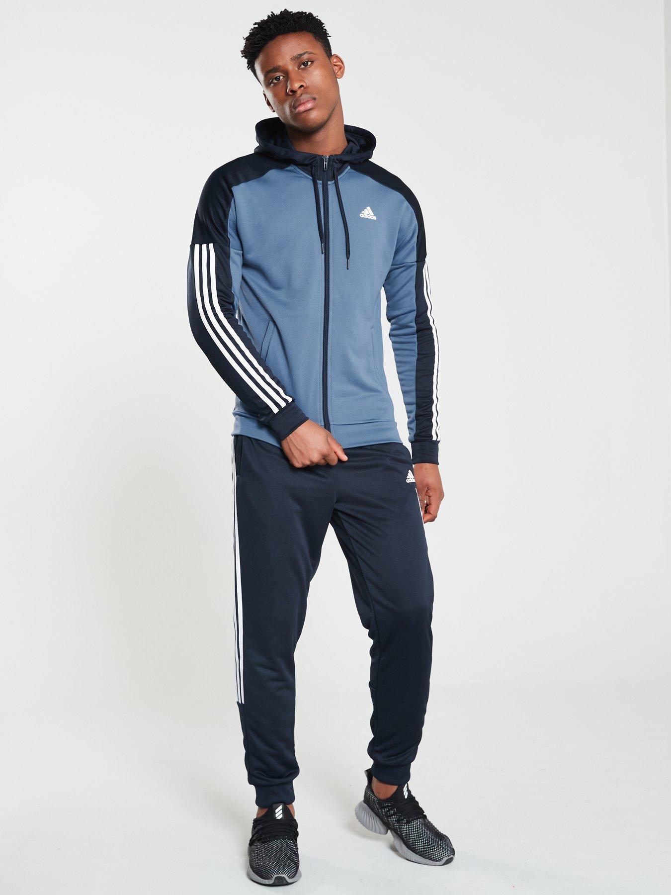 adidas game time tracksuit blue