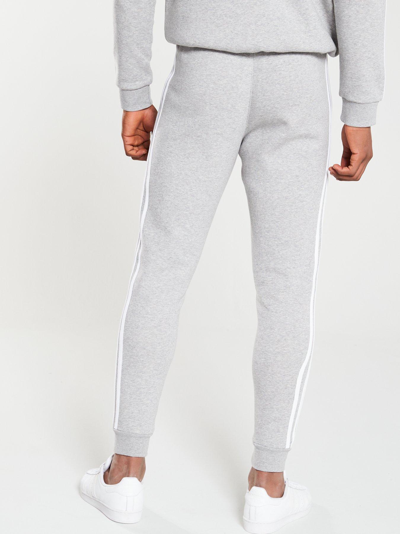 adidas originals grey 3 stripe joggers