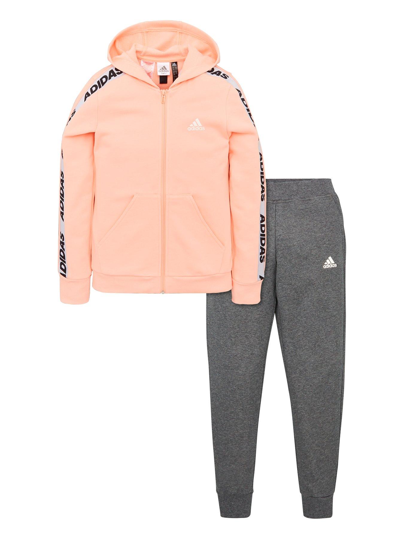 pink grey adidas tracksuit