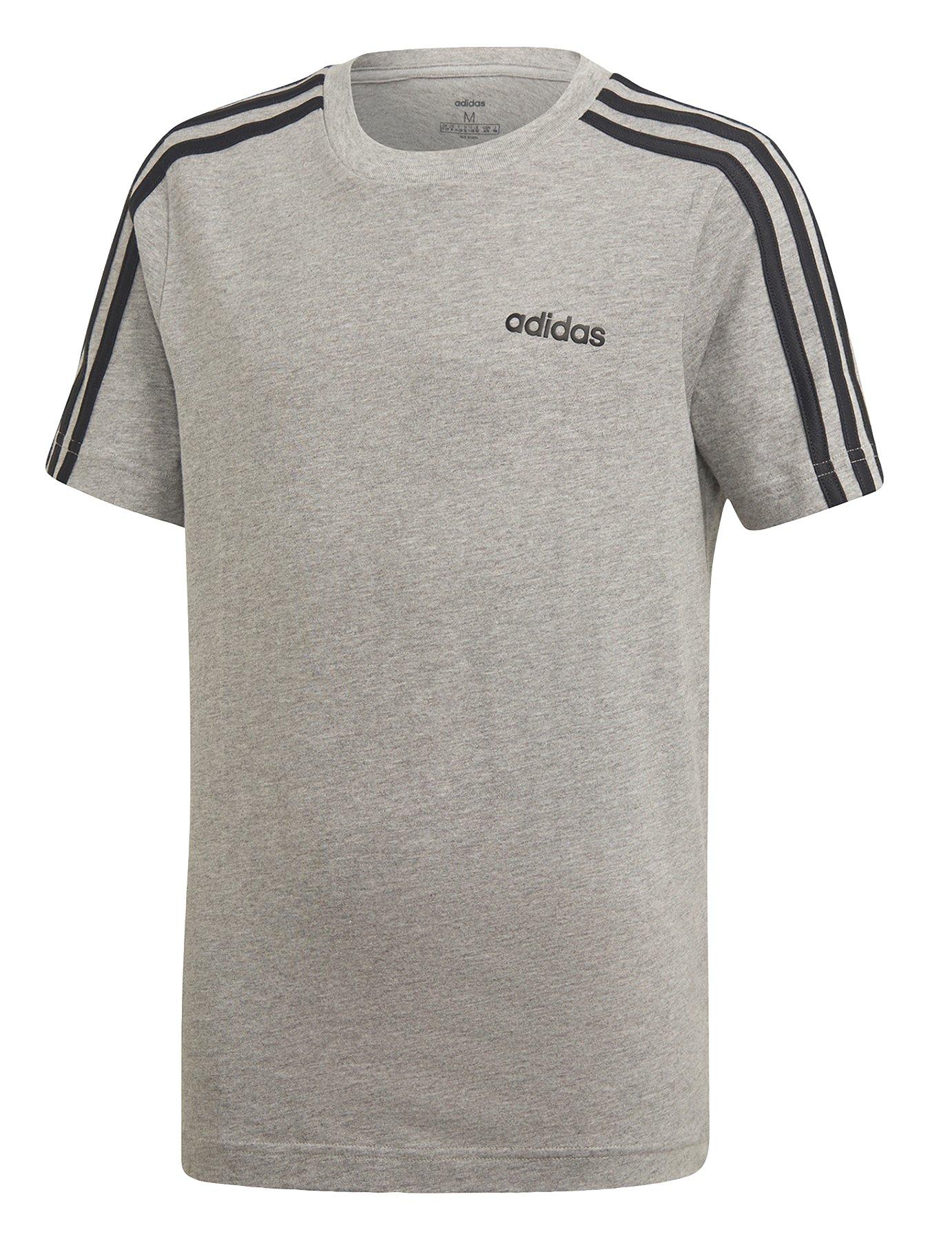 adidas grey 3 stripe t shirt