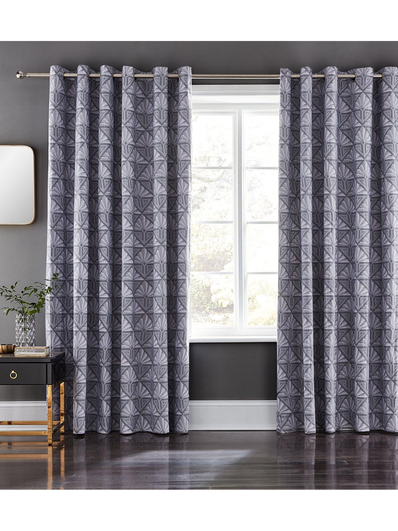 Catherine Lansfield Art Deco Eyelet Curtains Very Co Uk
