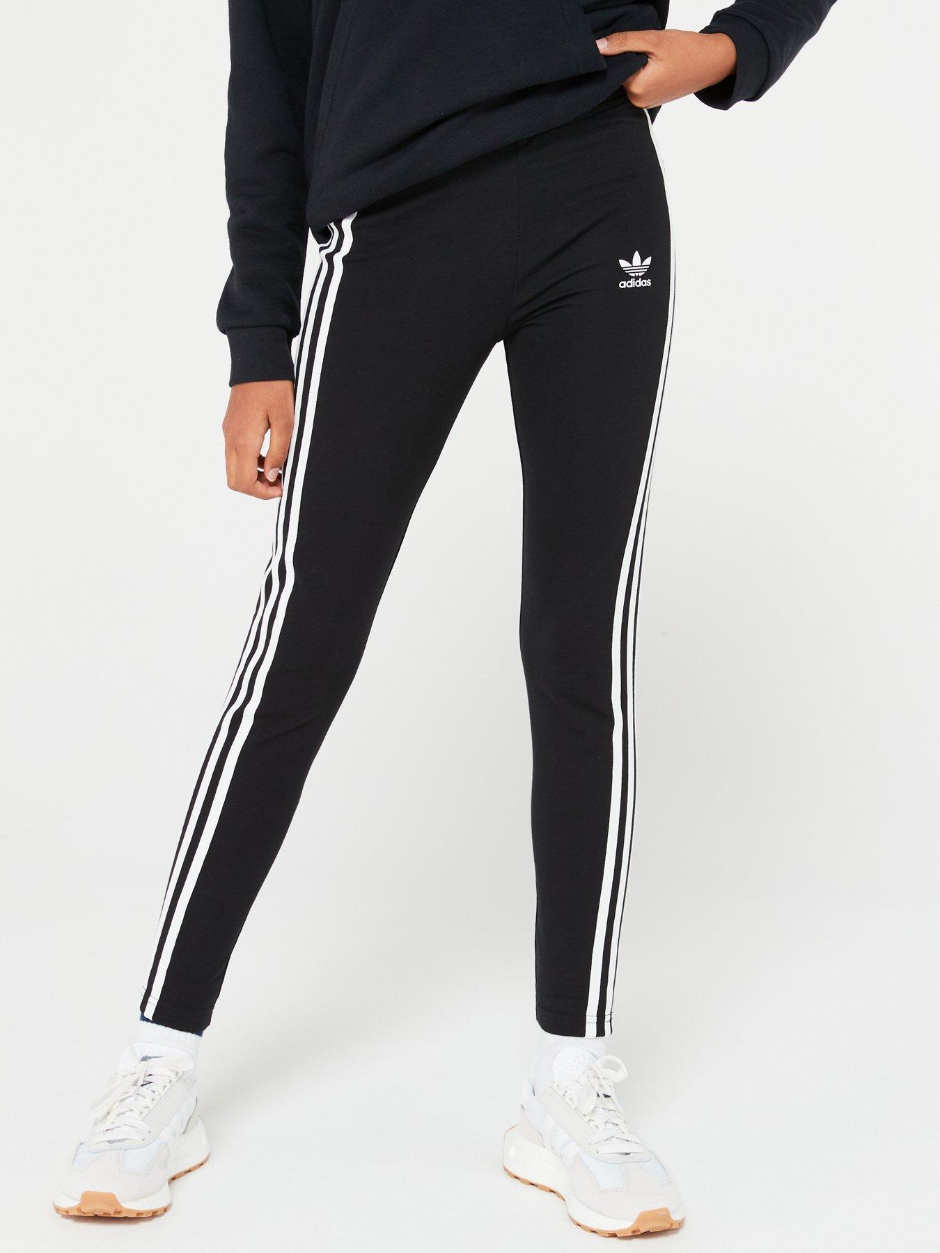 GIRLS ADIDAS ESSENTIALS 3 STRIPES LEGGINGS BLACK AGES 9-10 NEW