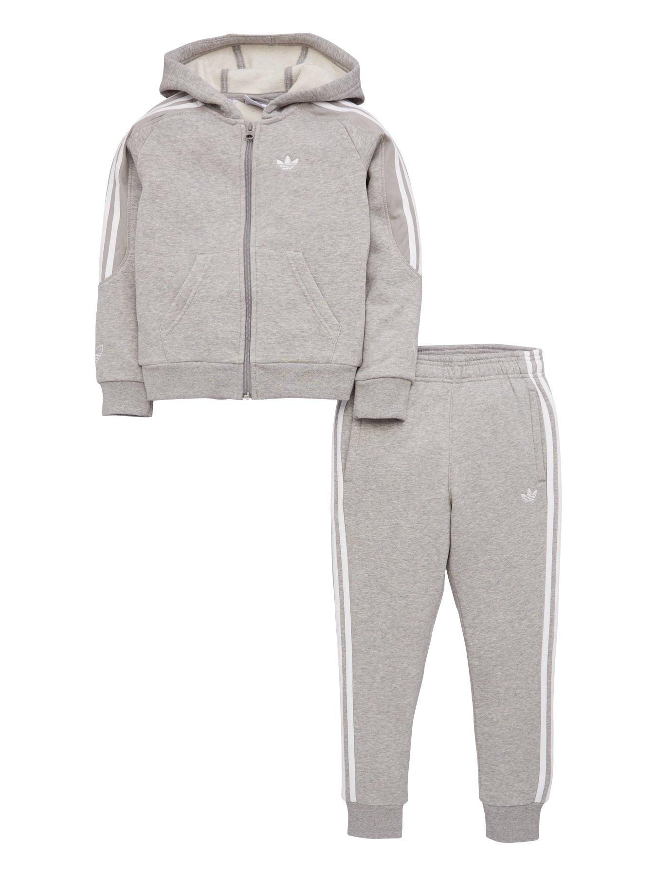 Kids Outline Hoodie Tracksuit - Grey 