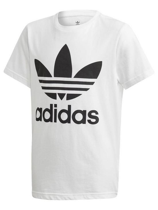 front image of adidas-originals-youth-trefoil-t-shirt-whiteblack