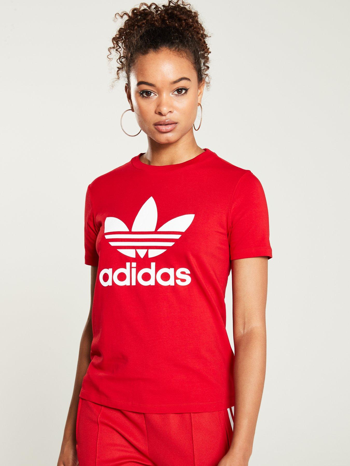 adidas red trefoil shirt