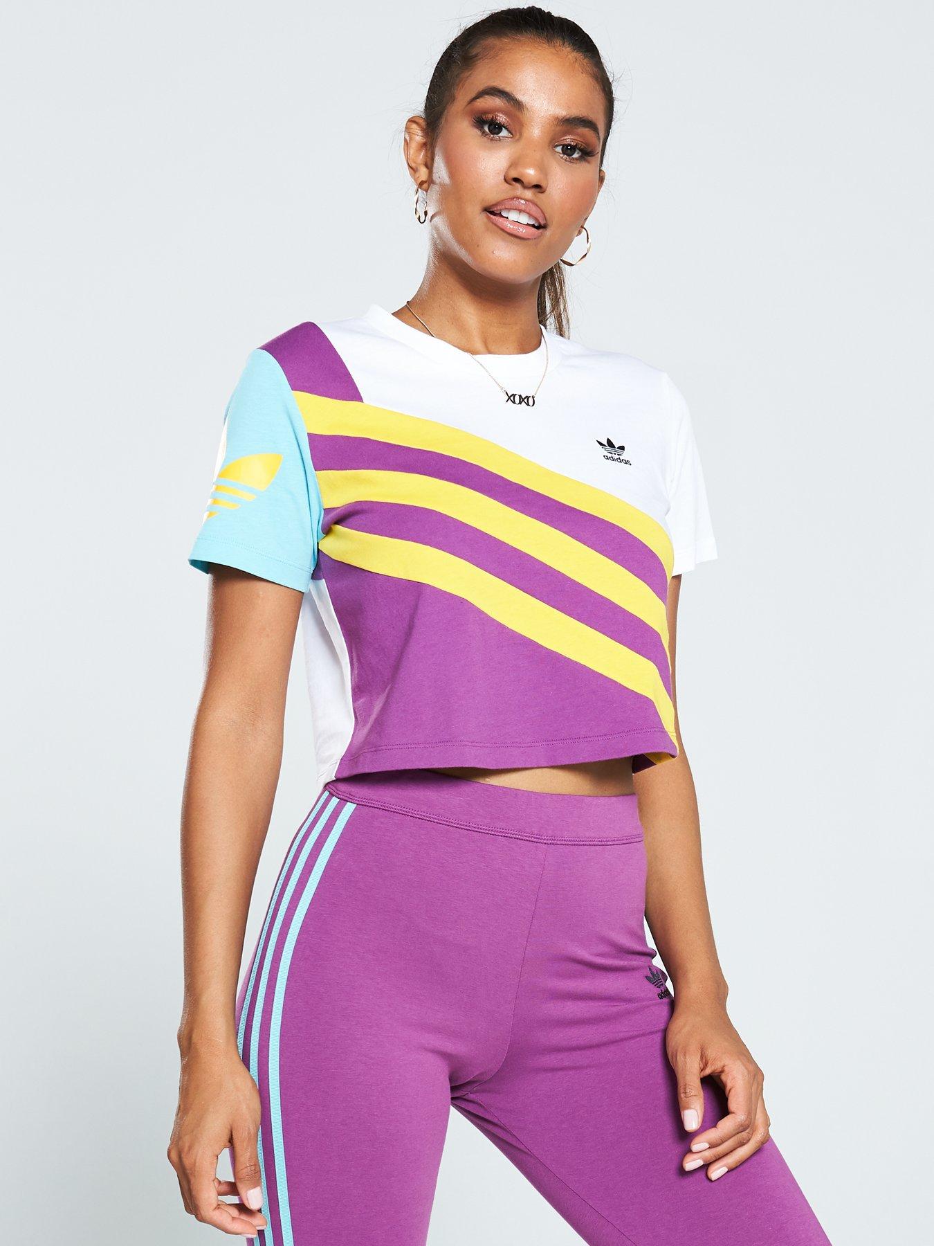 adidas originals 90's colour block crop hoodie