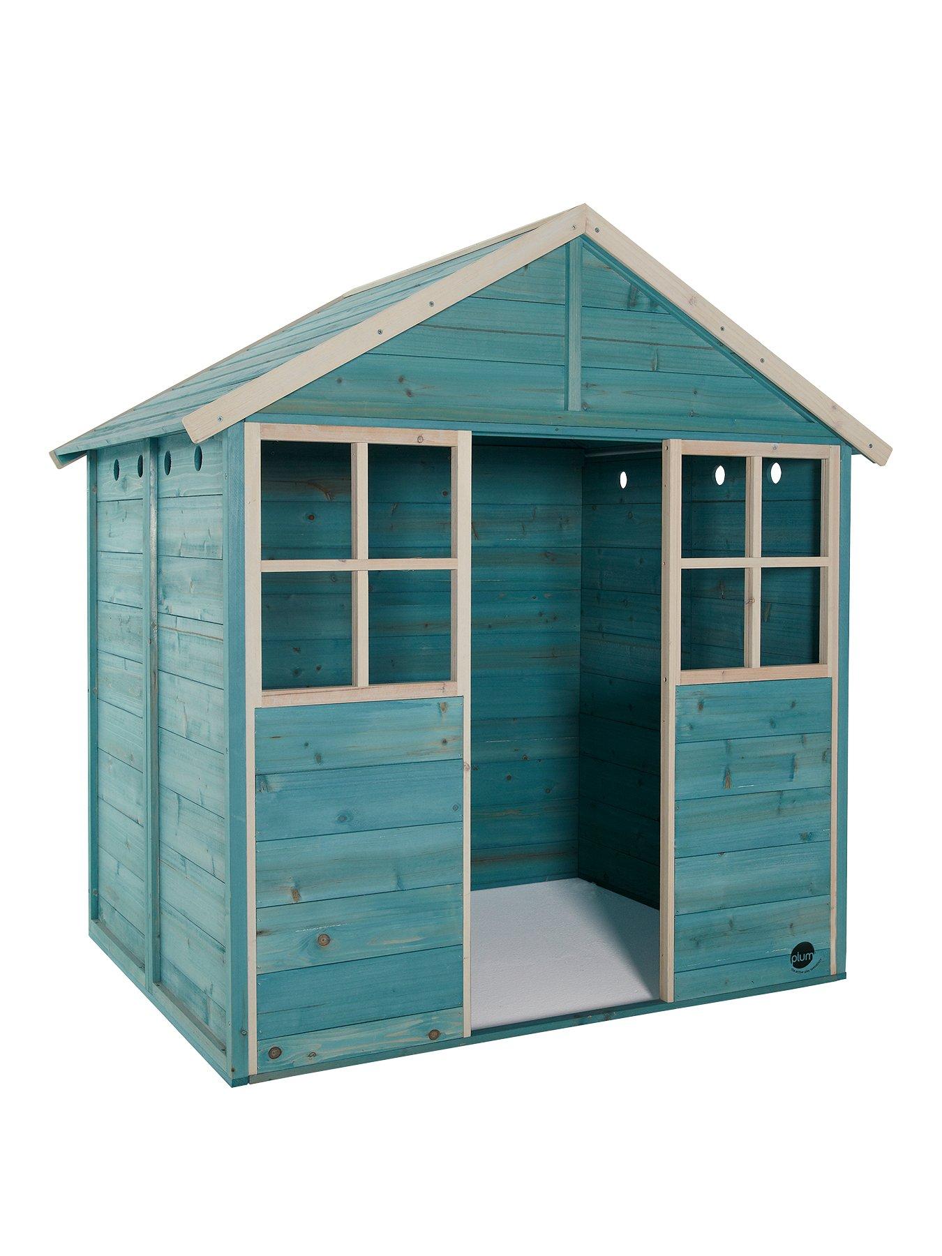 wooden playhouse with garage
