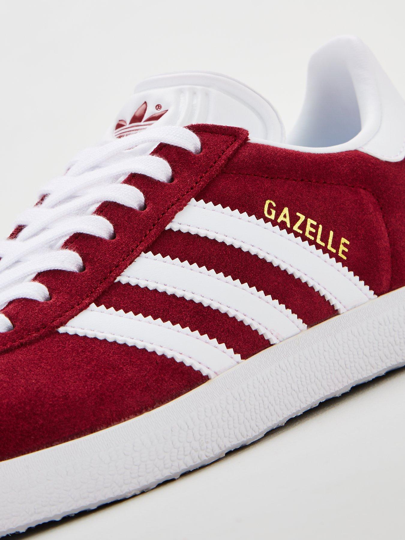 mens adidas burgundy gazelle trainers