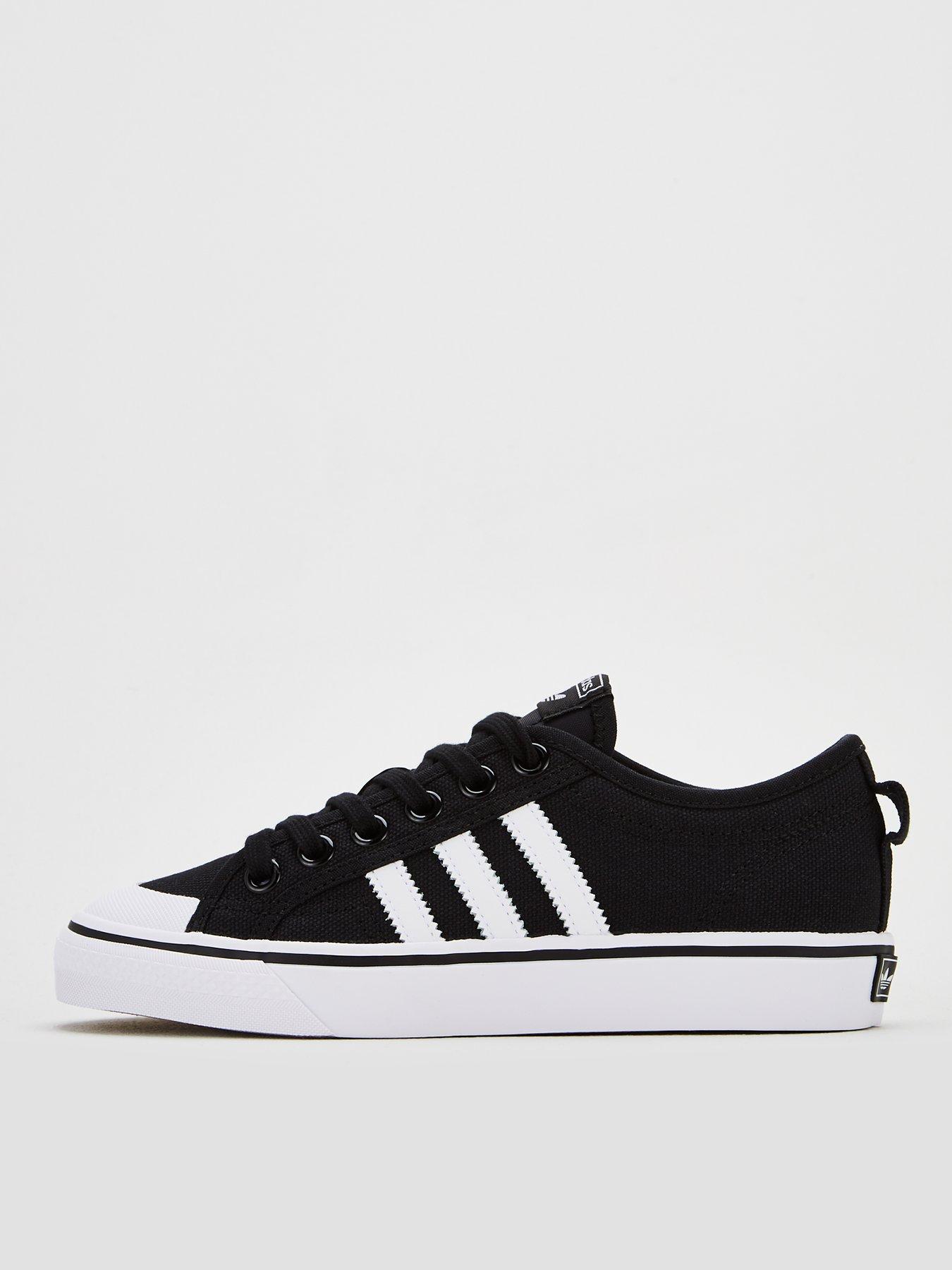 Adidas originals black clearance and white nizza trainers