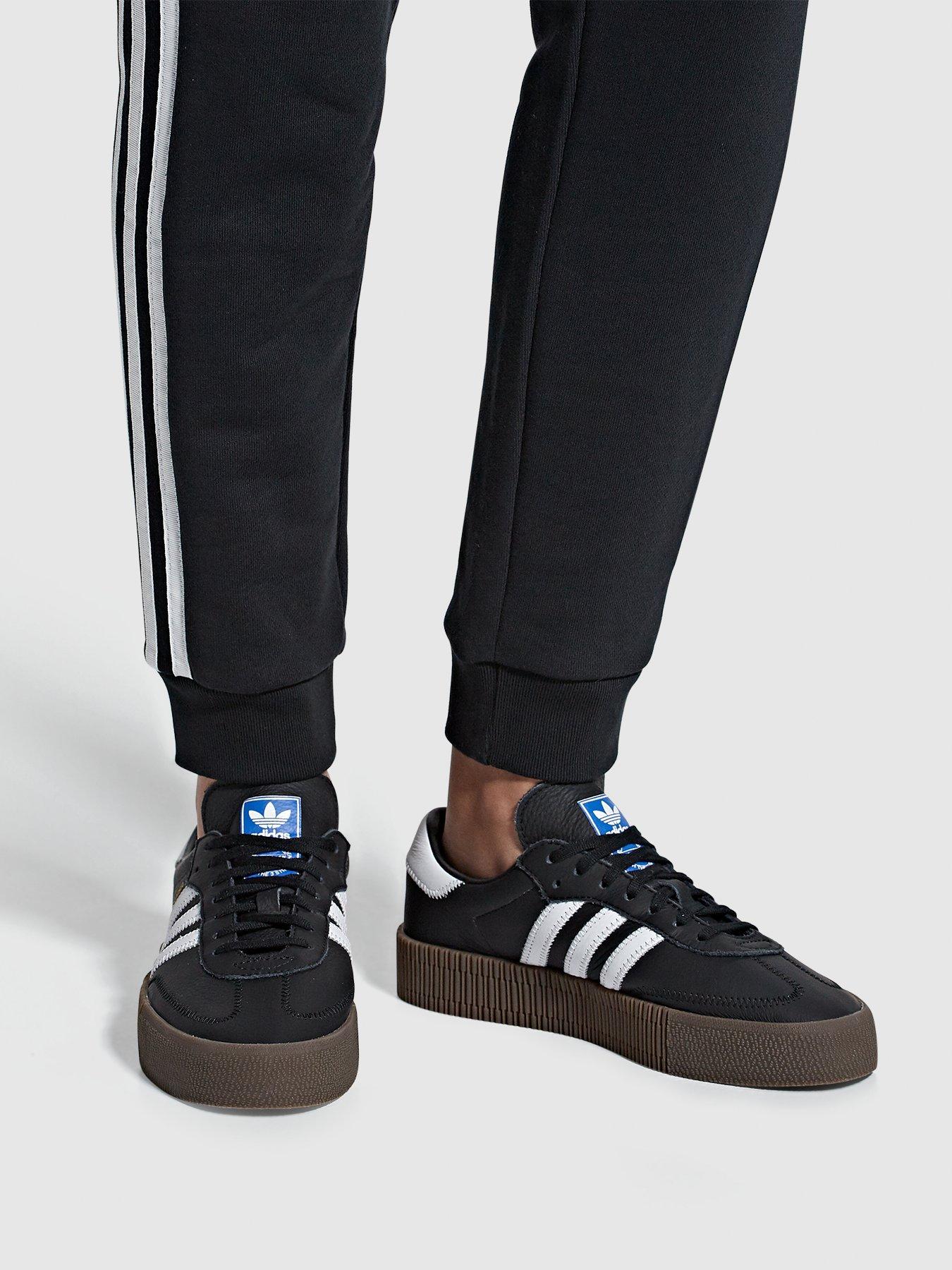 adidas originals samba rose trainers in black with dark gum sole