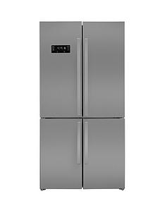 Beko GN1416221ZX 91cm Wide, Total No Frost, 4 Door, American Style Fridge Freezer - Stainless Steel
