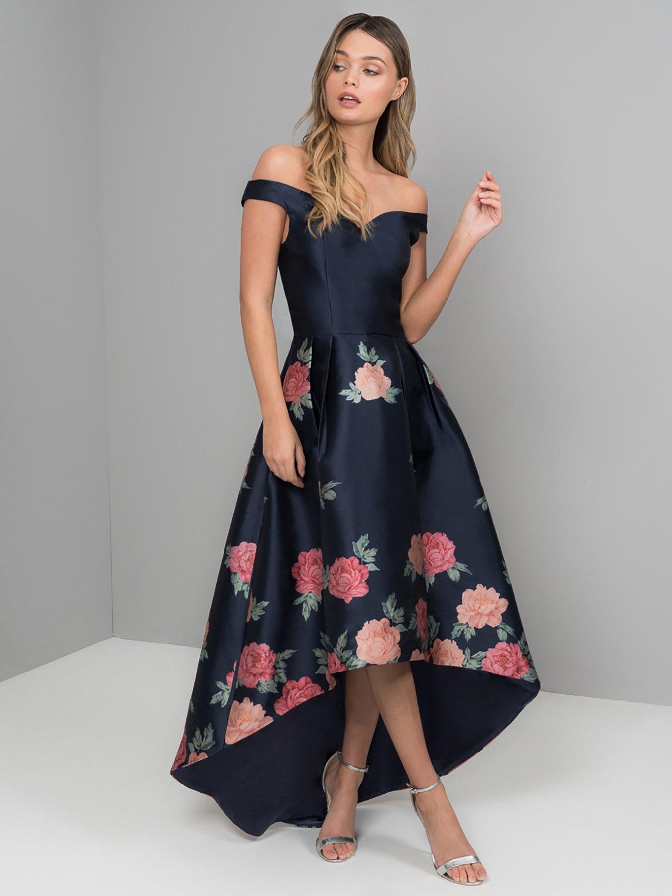 bardot dip hem midi dress