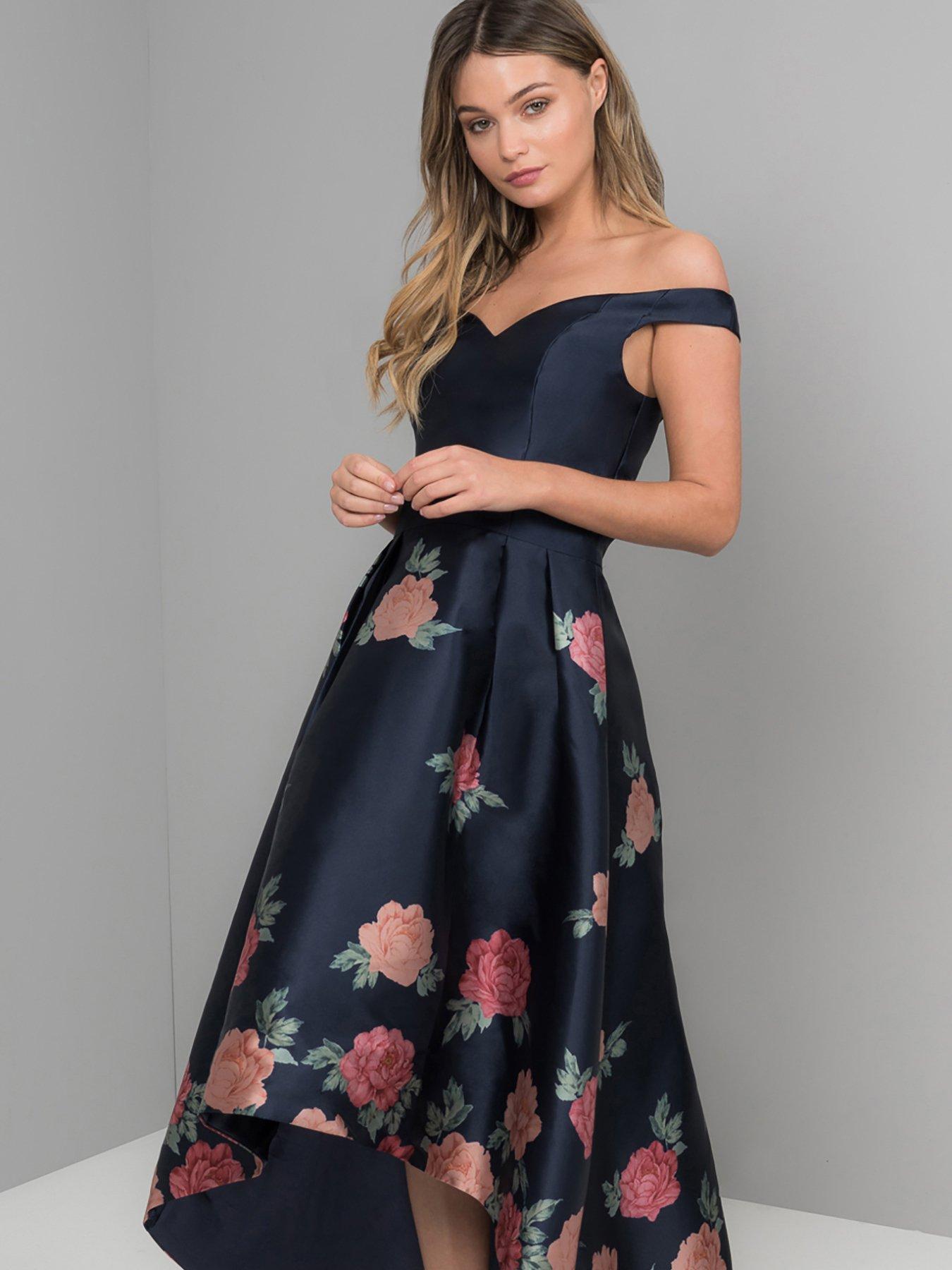 chi chi london bardot dip hem dress