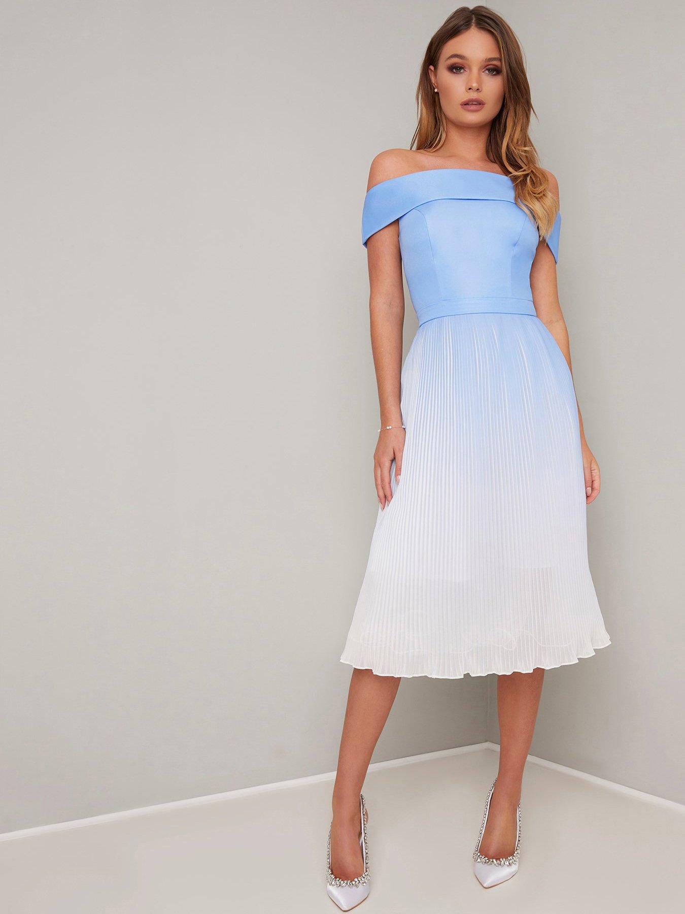 blue bardot dress uk