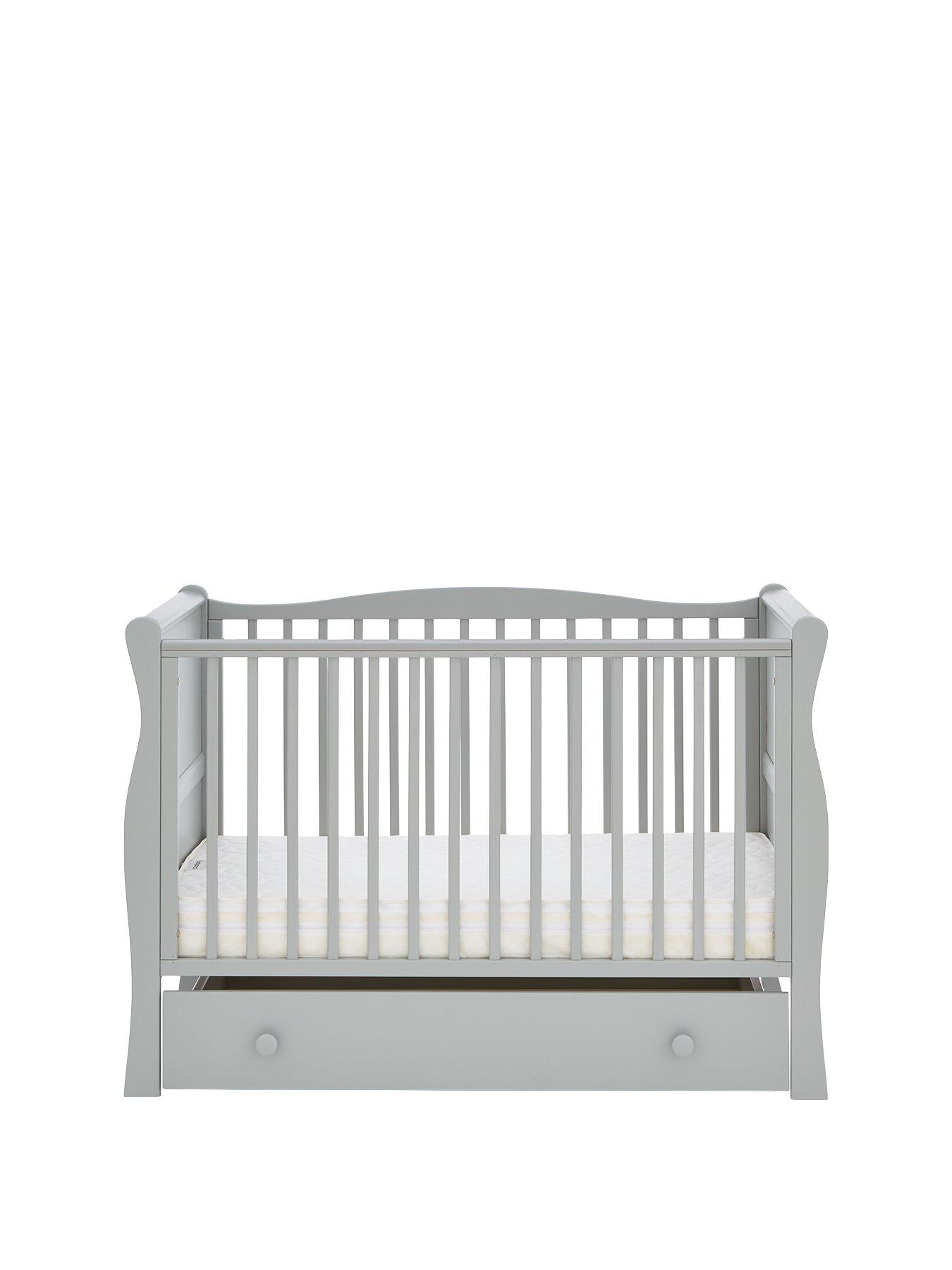 Product photograph of Little Acorns Space Saver Sleigh Cot Amp Drawer from very.co.uk