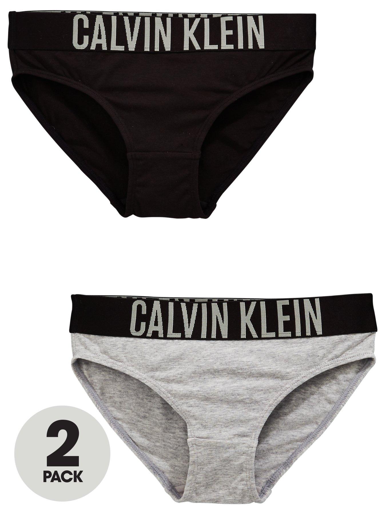 Calvin Klein Girls 2 Pack Bikini Briefs - Black/Grey