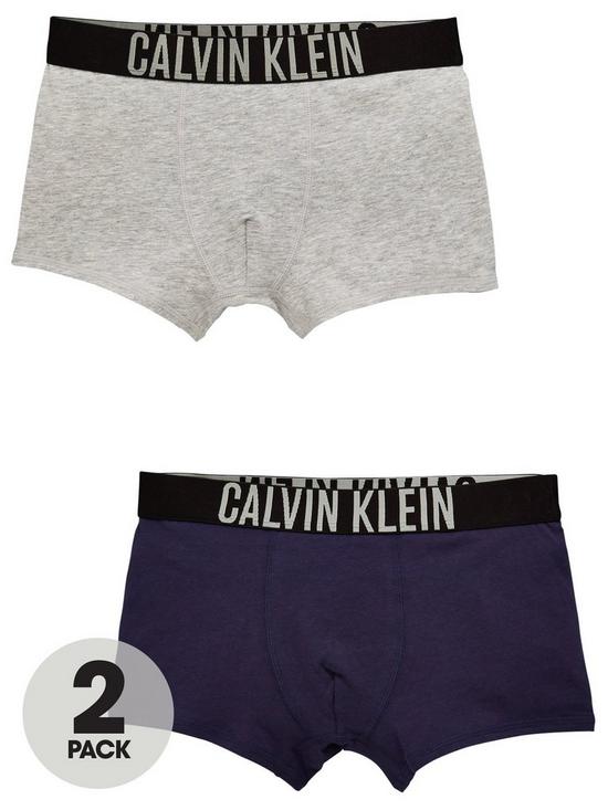 Calvin Klein Boys 2 Pack Trunks - Grey/Blue | very.co.uk