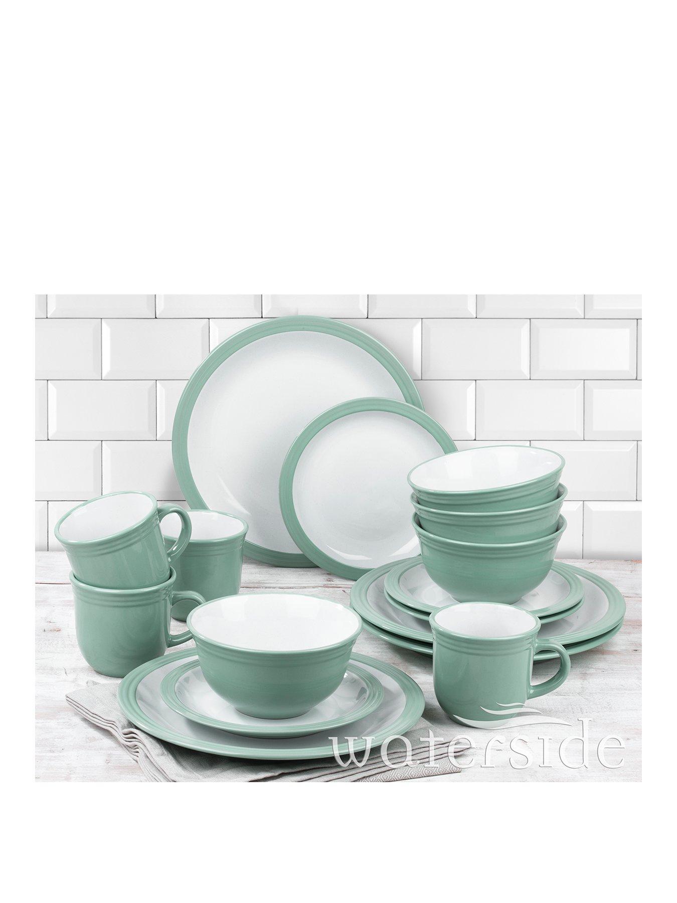 Product photograph of Waterside Camden 16-piece Dinner Set Ndash Green from very.co.uk