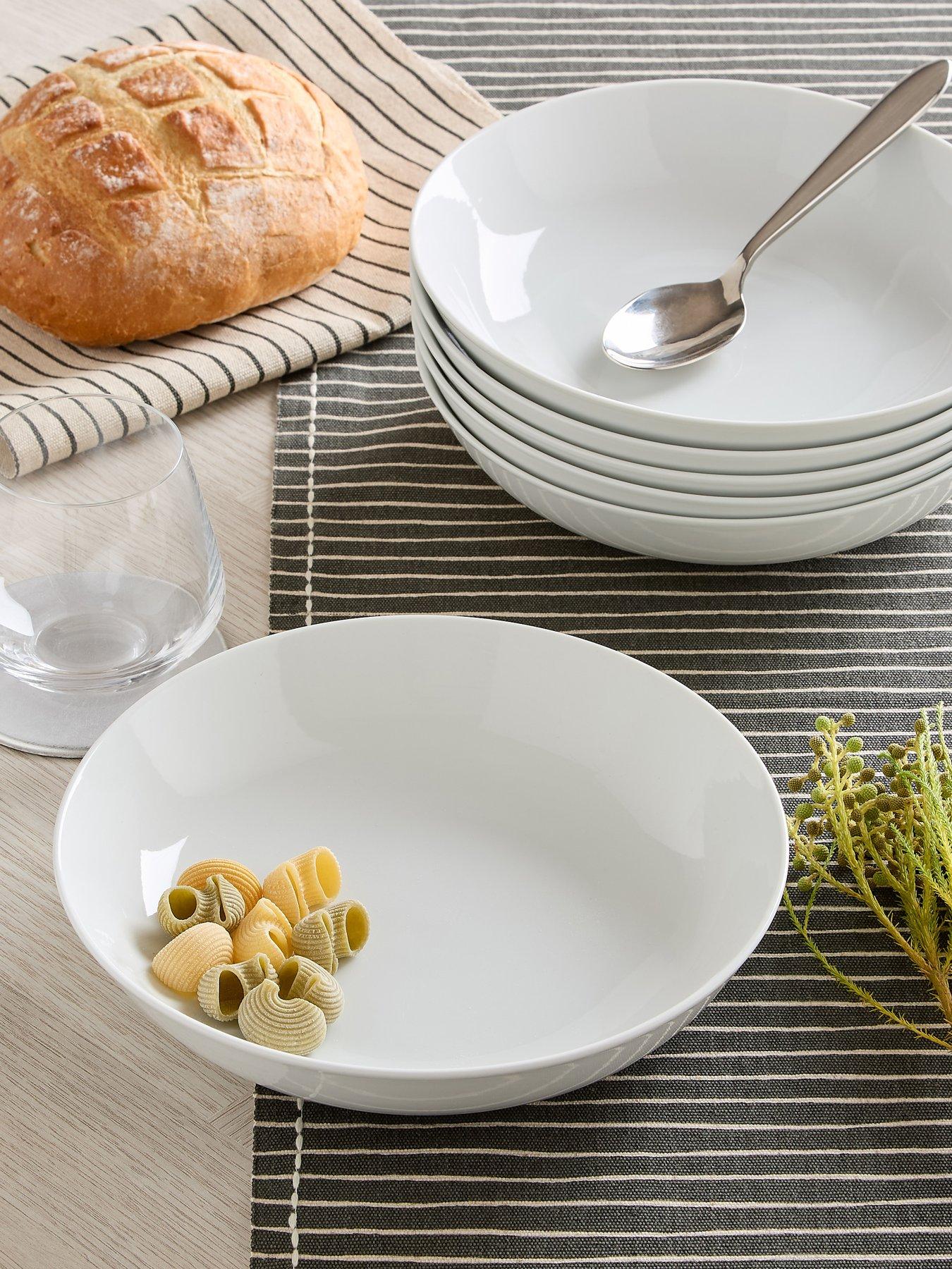 WATERSIDE Set of 6 White Pasta Bowls