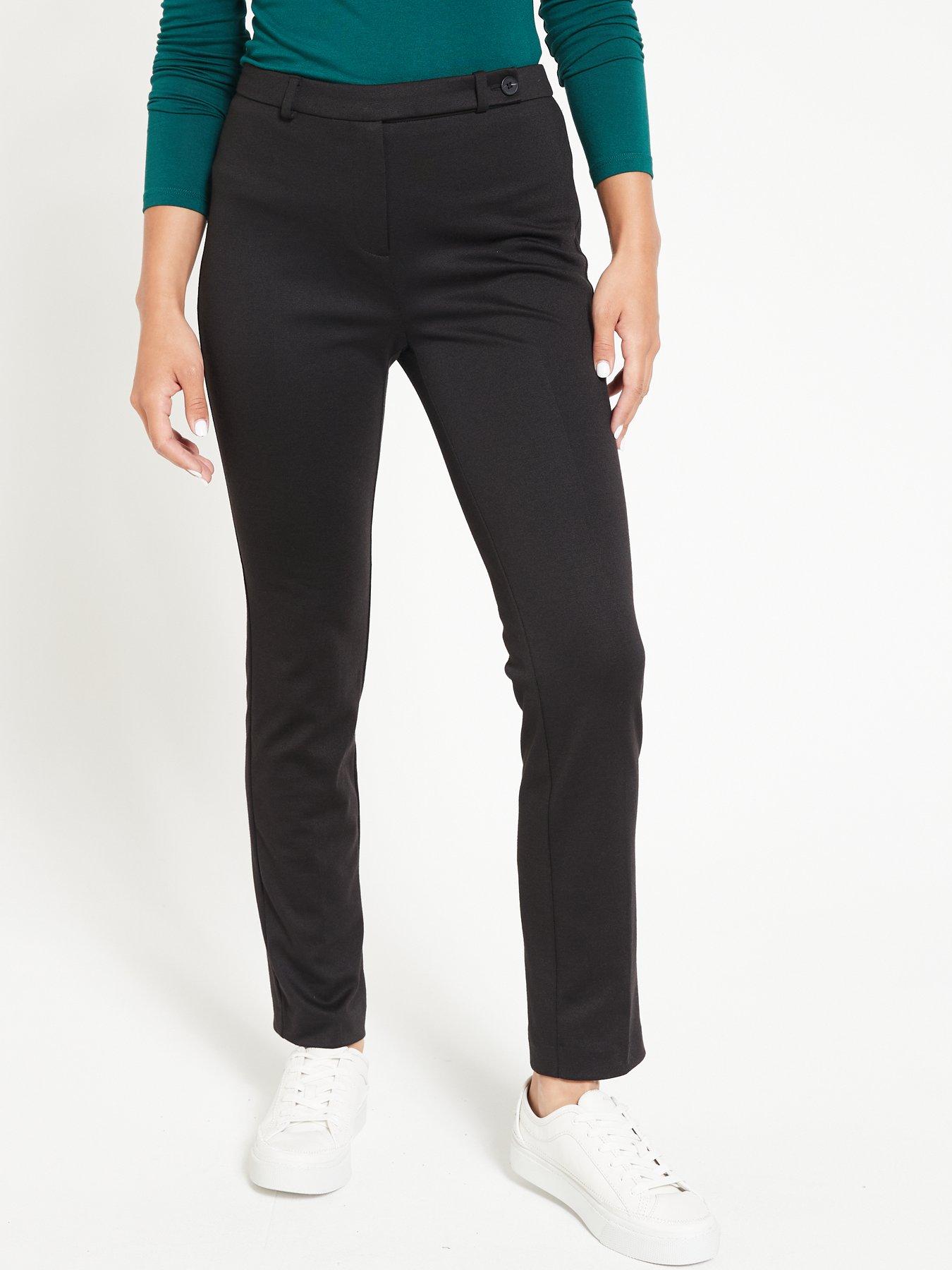 Pull On Ponte Slim Leg Trousers In Black, Klass