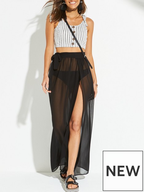 v-by-very-chiffon-tie-side-maxi-beach-skirt-black