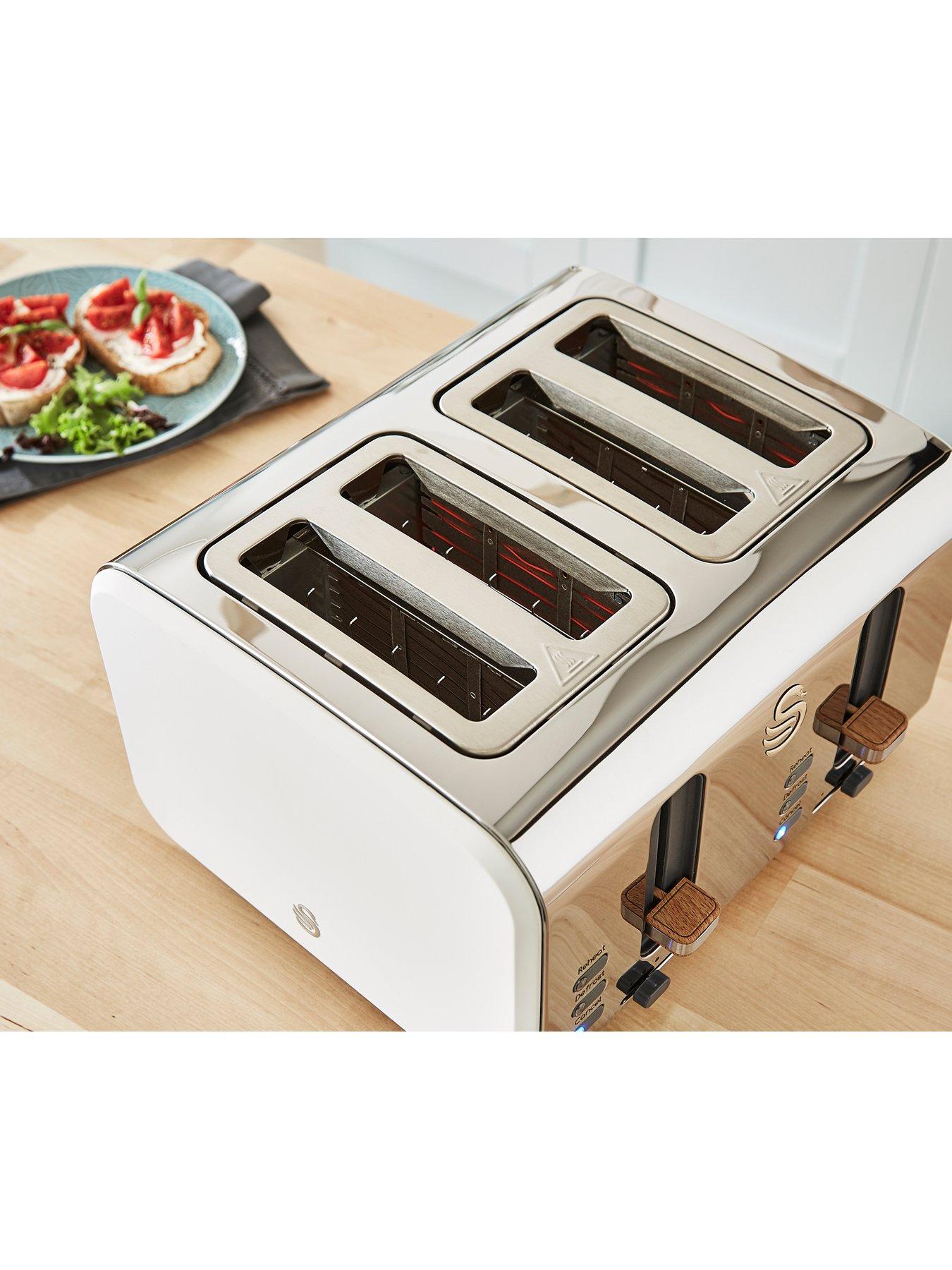 Image 4 of 5 of Swan ST14620WHTN Nordic 4-Slice Toaster with Defrost/Reheat/Cancel Functions, Cord Storage, 1500W, White