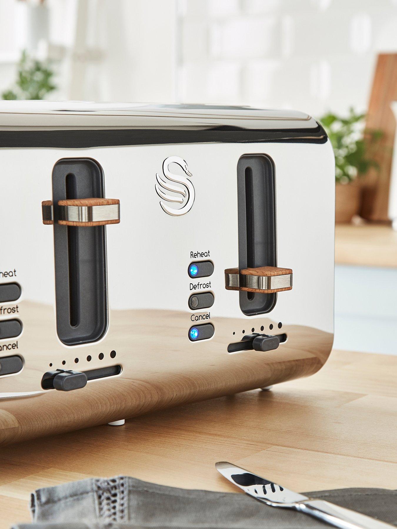 Image 5 of 5 of Swan ST14620WHTN Nordic 4-Slice Toaster with Defrost/Reheat/Cancel Functions, Cord Storage, 1500W, White