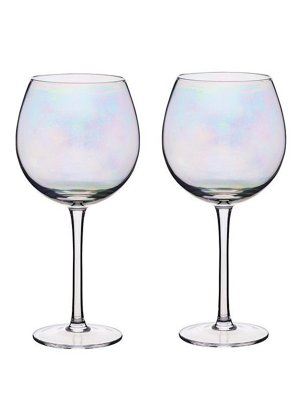 Set of 2 500 ml Gift Boxed BarCraft Balloon Gin Glasses Rainbow-Pearl Iridescent 