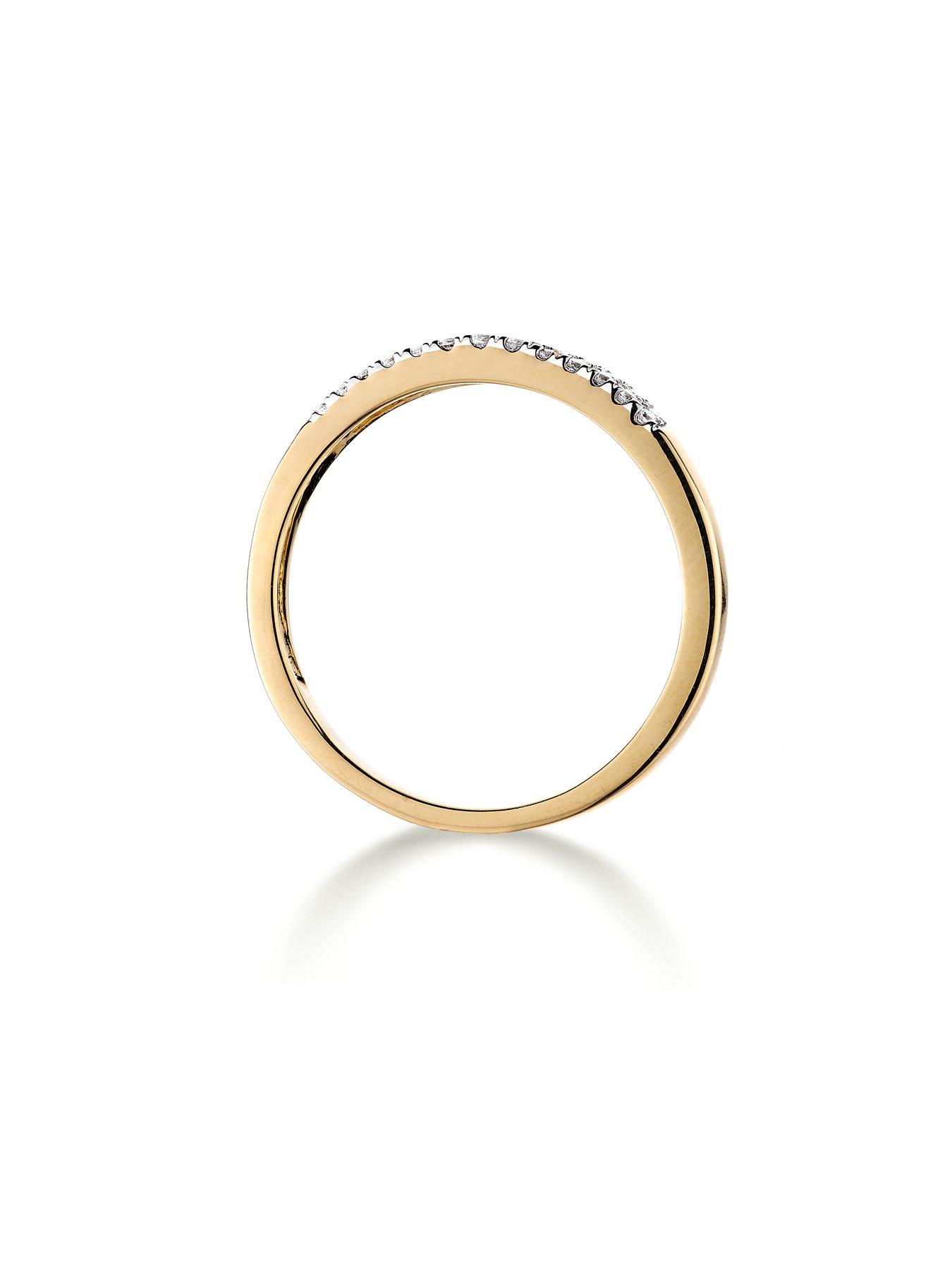Image 2 of 4 of Love DIAMOND 9ct Gold 15 Point Diamond Two Row Wedding Band