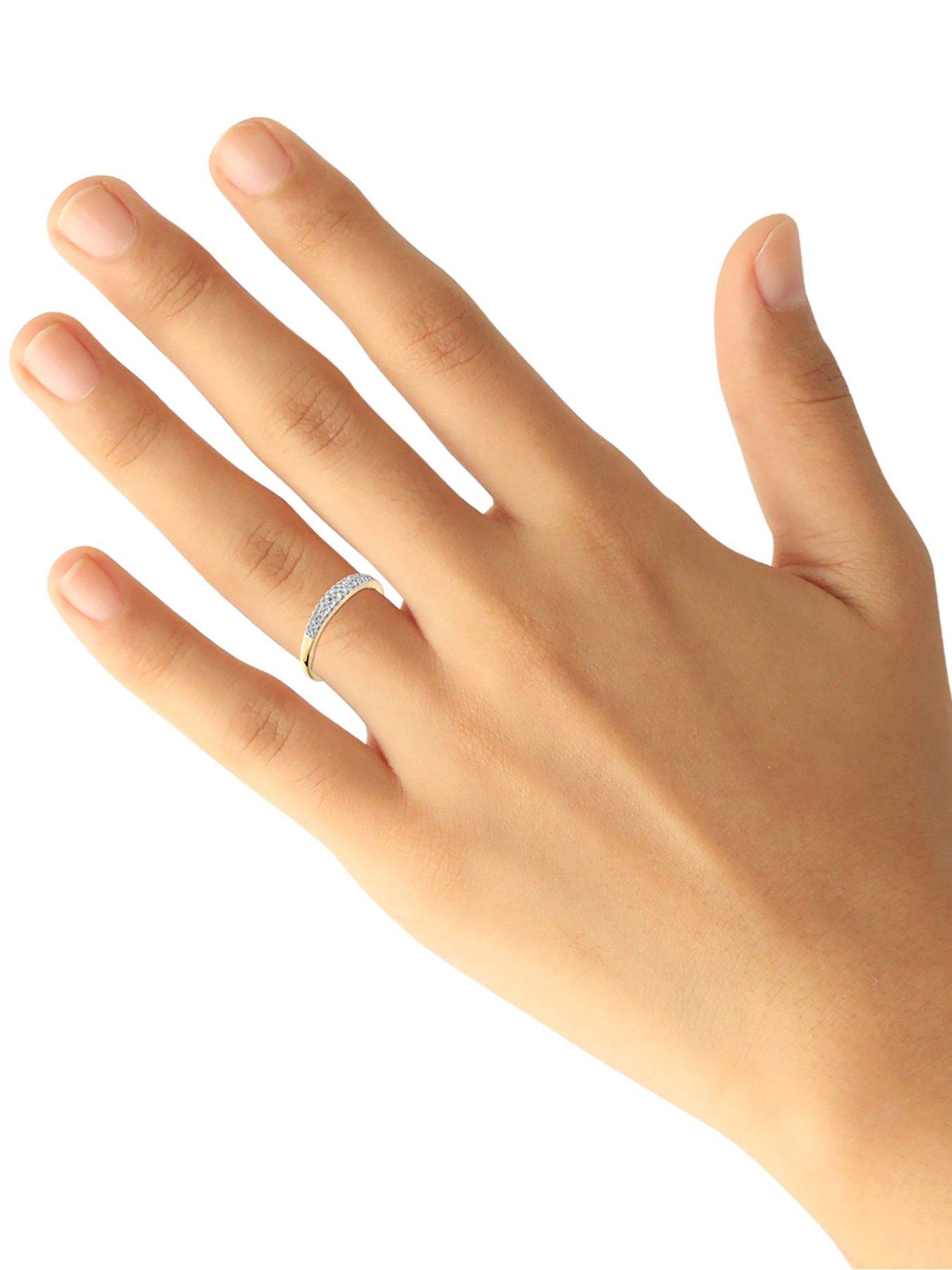 Image 4 of 4 of Love DIAMOND 9ct Gold 15 Point Diamond Two Row Wedding Band