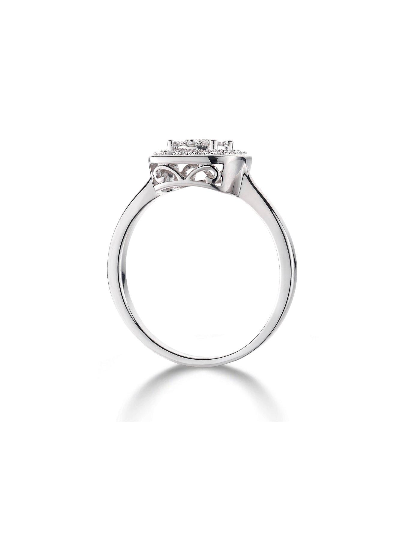 Image 2 of 6 of Love DIAMOND 9Ct White Gold Diamond Square Ring