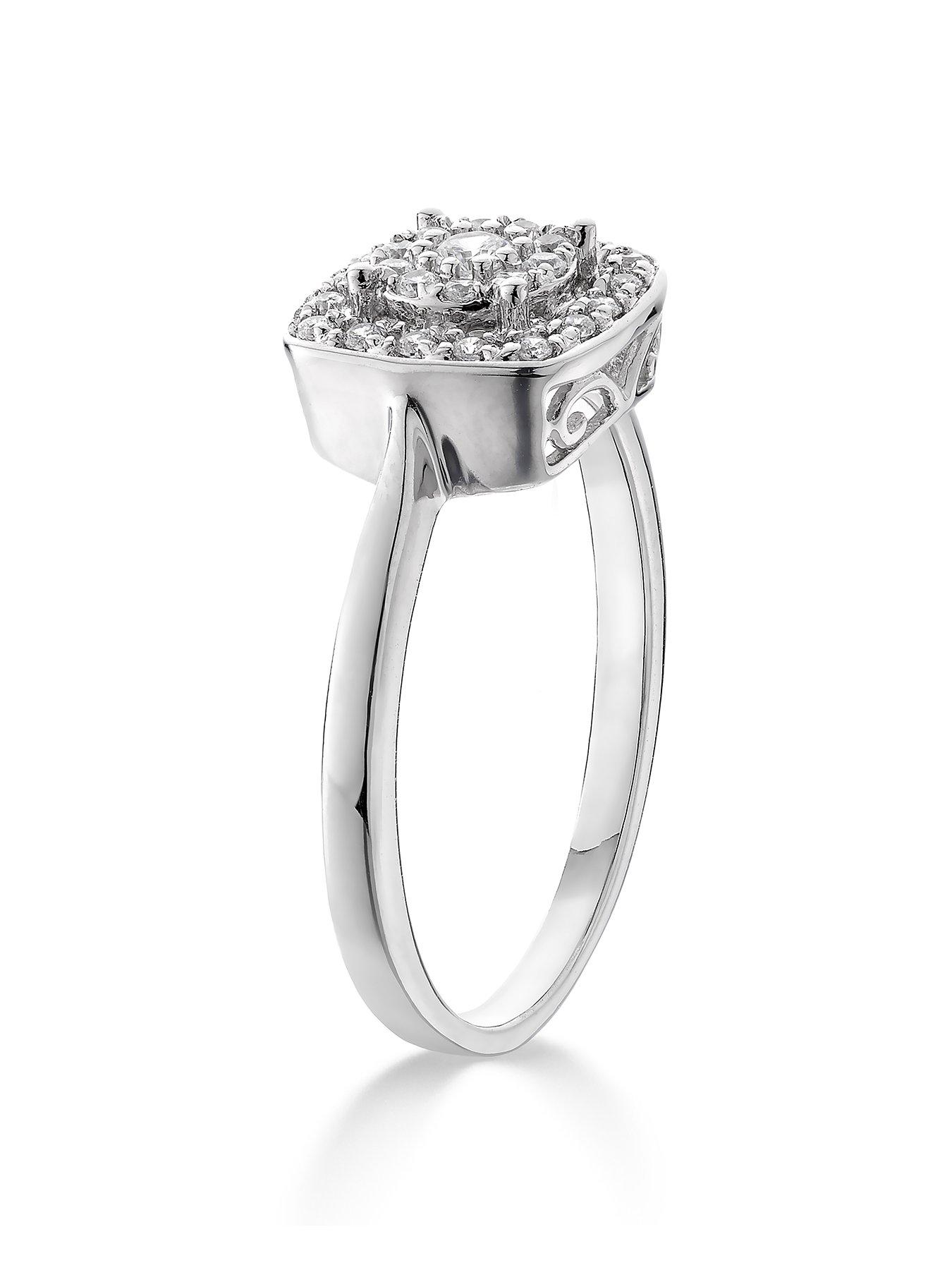 Image 2 of 6 of Love DIAMOND 9ct White Gold 20 Point Diamond Square Set Cluster Ring