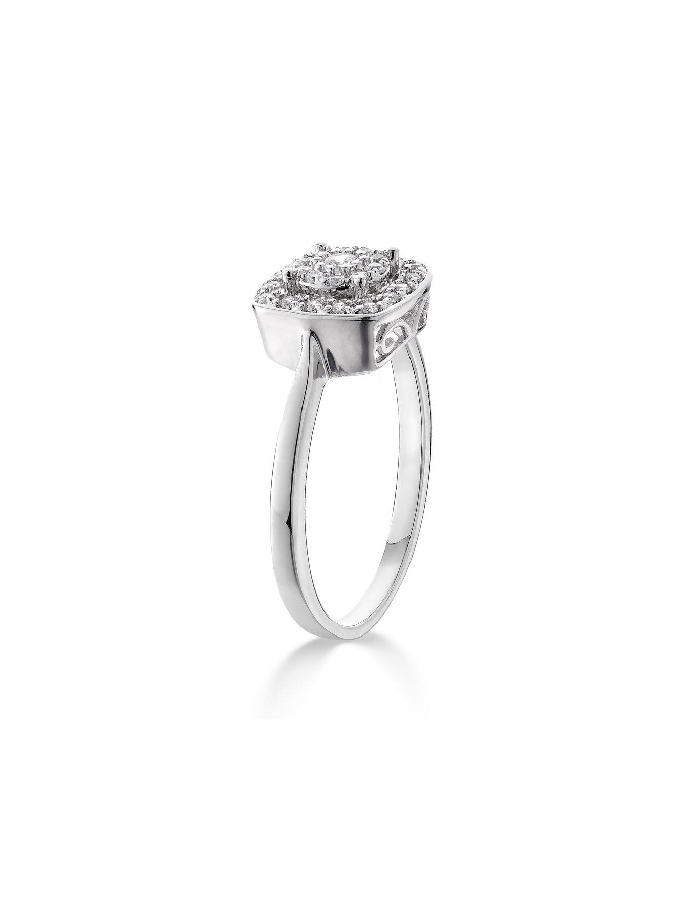 Image 3 of 6 of Love DIAMOND 9Ct White Gold Diamond Square Ring