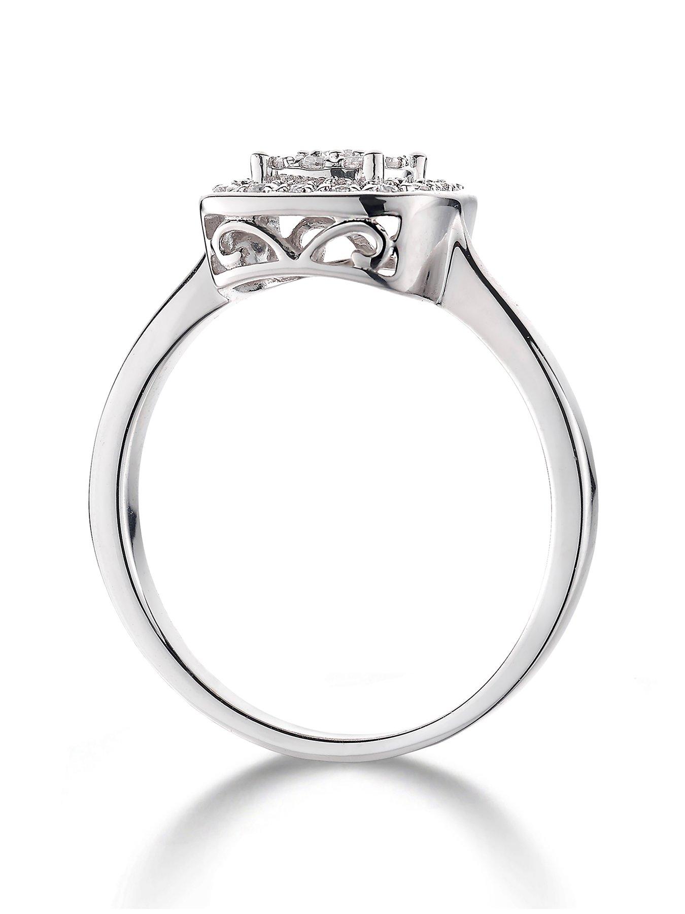 Image 3 of 6 of Love DIAMOND 9ct White Gold 20 Point Diamond Square Set Cluster Ring