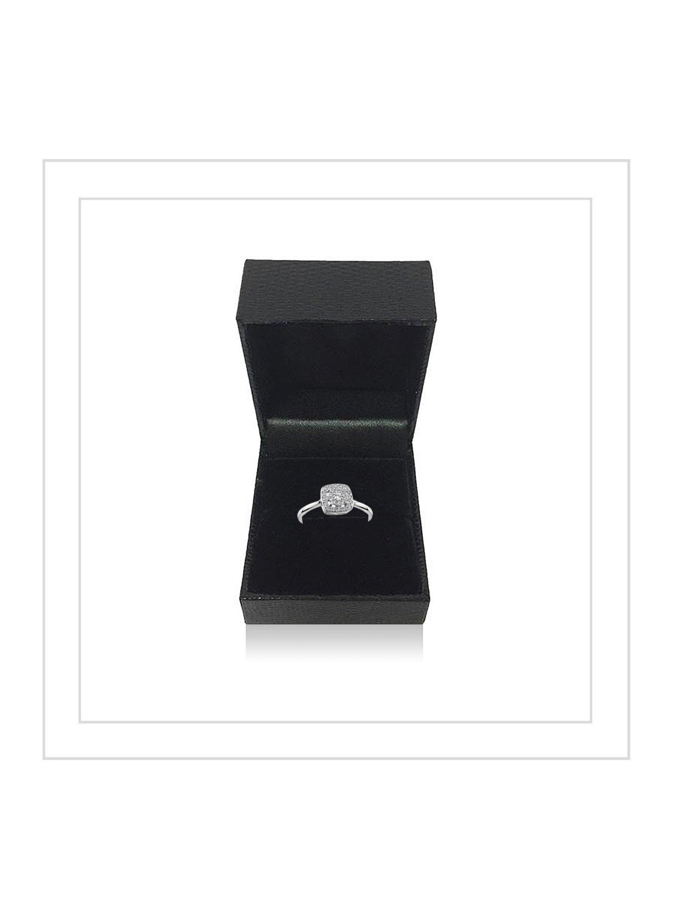 Image 4 of 6 of Love DIAMOND 9Ct White Gold Diamond Square Ring