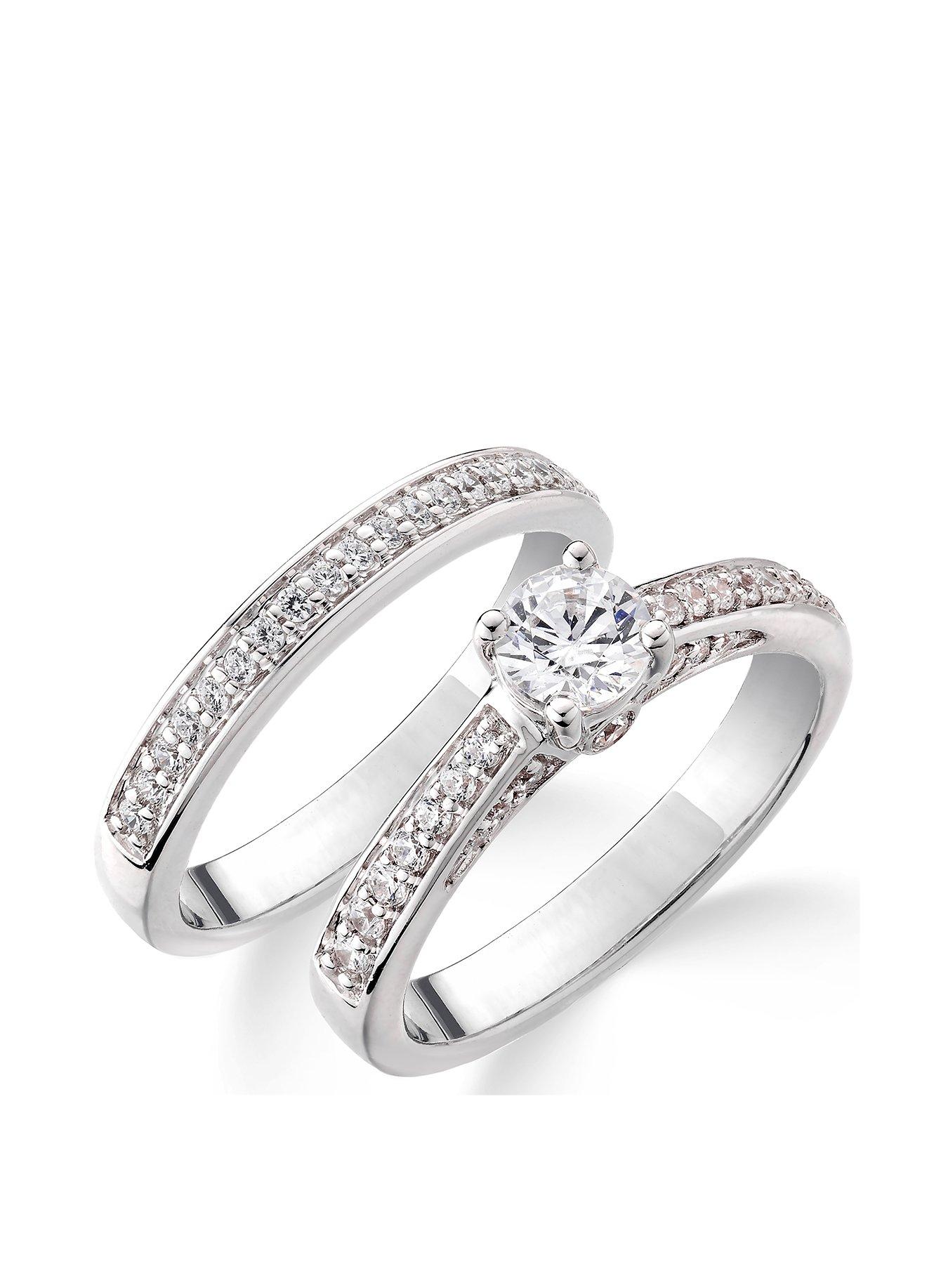 Product photograph of Love Diamond 9ct White Gold 75 Point Diamond Total Bridal Set from very.co.uk
