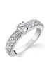  image of love-diamond-9ct-white-gold-1ct-two-row-diamond-solitaire-ring-with-set-shoulders